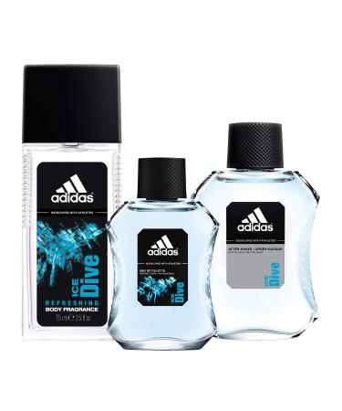 adidas Ice Dive 3 Piece Set 3 Piece Set Body Spray + Eau De Toilette + Aftershave