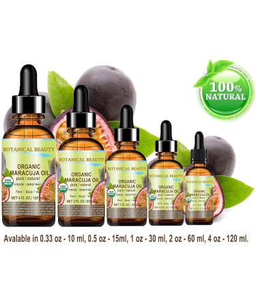 Botanical Beauty Organic MARACUJA OIL 100% Pure Natural Cold Pressed Undiluted for Face Skin Hair Body Lip Nails 0.5 Fl.oz.- 15 ml Rich in vitamin C - Buy Online on GoSupps.com