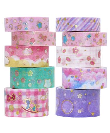 VEYLIN 10Rolls Gold Foil Washi Tape  Pastel Decorative Masking Tape for Gift Wrappings Pink Gold - Buy Online on GoSupps.com