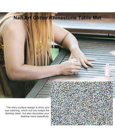 Nail Mat Manicure Mat | Shiny Nail Cushion Protect Desktop with PV Rhinestone Shiny Appearance Easy Storage for Clay Pad Paint Pad Bar Mat Nail Pad 01#white Kab - Buy Online on GoSupps.com