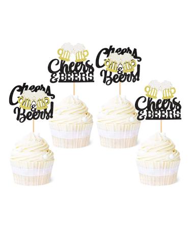 Ercadio 24 Pack Cheer Beers Cupcake Toppers Glitter Beer Mug Cupcake Picks Milk Bottle Beers Cupcake Picks for Baby Shower Birthday Beers Festival Themed Party Cake Decor Supplies B Chher Beer