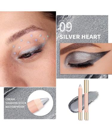 Oulac Silver Glitter Eyeshadow Pencil - Waterproof, Long Lasting & Vegan | Shimmering Glitter Finish | 3.8g (09) Silver Heart - Buy Online on GoSupps.com