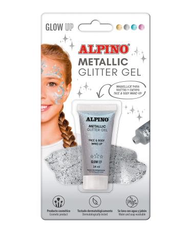 Alpino Metallic Glitter Gel Alpino Fiesta Silver | Metallic glitter gel with silver base | Liquid purple