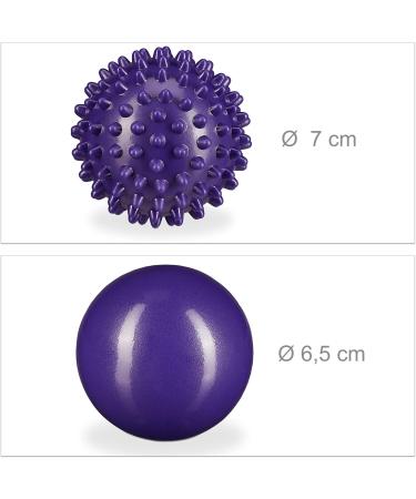 Relaxdays Massage Balls Set - Self-Massage Hedgehog Balls (2-Pack) - Smooth & Knobbed - Fascia Relief - Water-Filled - 6.5 & 7 cm - Purple - Buy Online on GoSupps.com