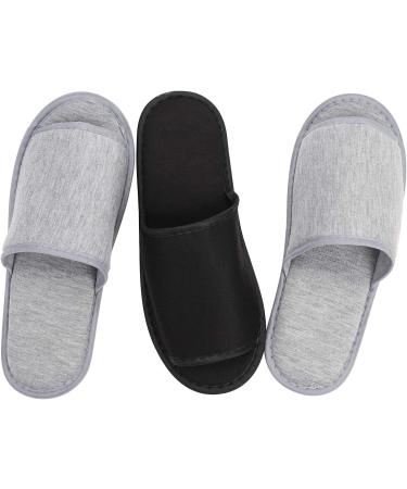 Portable Travel Foldable Slippers Open Toe Hotel Spa Slippers Cotton Non-Disposable Guests Slippers Business Trip Flight Slippers with Pouch Indoor House Shoes Anti-Skid Footwear Fit Men and Women 6 UK Black Grey - Buy Online on GoSupps.com