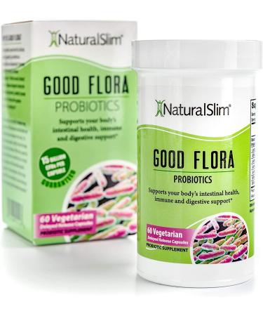 NaturalSlim Good Flora Probiotics | Digestive Health & Immune Support | 7 Strains, L. Acidophilus | Gluten Free - 60 Capsules - Buy Online on GoSupps.com