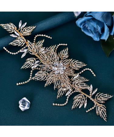 ULAPAN Rhinestone Gold Bridal Tiara Headband for Women - Wedding Hairpiece - Buy Online on GoSupps.com