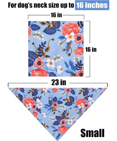 Aring Pet Dog Bandana | Cotton Flower Neckerchief for Small & Large Dogs & Cats - Blue Flower Design - Buy Online on GoSupps.com