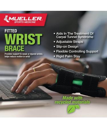 Mueller Greenline Fitted Wrist Brace - Black S/M Left Hand Wrist Support for Enhanced Comfort | International Shipping Available - Buy Online on GoSupps.com