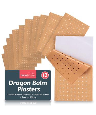 12pk Dragon Balm Plasters | 12 x 15cm Adhesive Heat Patches to Soothe Back Pain Neck Shoulder & Muscle Pain Patches | Knee Patches for Arthritis | Topical Knee Patches Self Adhesive Heat Patch
