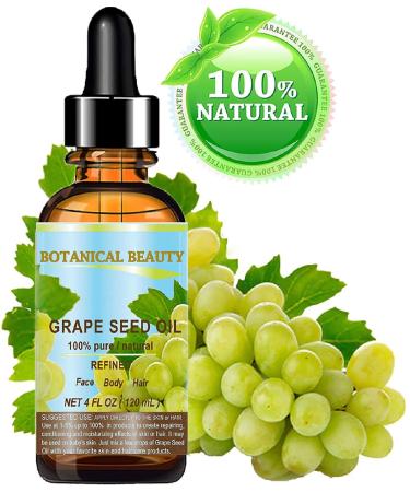 Botanical Beauty GRAPE SEED OIL 100% Pure Natural Undiluted Refined Cold Pressed Carrier Oil for Face Skin Body Hair Massage Lip Nails. (4 Fl Oz 120 ml) 4 Fl Oz (Pack of 1) - Buy Online on GoSupps.com
