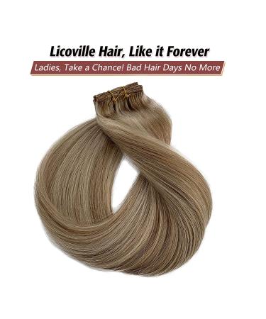 20 Inch Real Human Hair Extensions - Platinum Blonde Highlights Clip-In 70g, 7pcs - Remy Ash Brown #8P60 - Buy Online on GoSupps.com