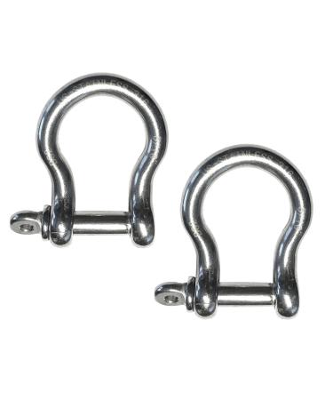 2 Pieces Stainless Steel 316 Forged Bow Shackle 5/16" (8mm) Marine Grade