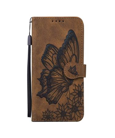 Miagon Wallet Case for Huawei Y6 2019 Flip PU Leather Case with Card Slots and Stand Feature Retro Butterfly Design Protective Cover Brown Huawei Y6 2019 Brown