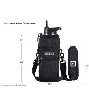 IRON FLASK Carrier Sleeve - Adjustable Shoulder Strap Holder for 32oz-40oz Bottles, Midnight Black - Buy Online on GoSupps.com
