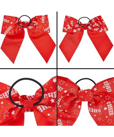 20 Pack 8 Inch Cheer Bows for Women & Girls - Elastic Ponytail Holders for Softball, Volleyball, Gymnastics - Large Bulk Polyester Hair Ribbons - 2 Designs Red & White - Buy Online on GoSupps.com
