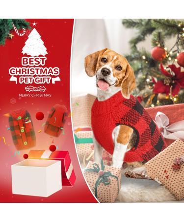 ABRRO Christmas Dog Sweater | Warm XL Red-Black Caro Sweater for Small & Medium Dogs | Cozy Holiday Pet Apparel - Buy Online on GoSupps.com