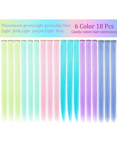 18 PCS Colored Hair Extensions 21Inch - Heat-Resistant Synthetic Crazy Hair Accessories - Clip-In Hair Highlights for Women - Multi-Colored - Ideal for Holiday Parties - Buy Online on GoSupps.com
