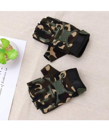 LIOOBO Kids Cycling Gloves - Half Finger Sports Gloves for Outdoor Activities - Army Green - Buy Online on GoSupps.com