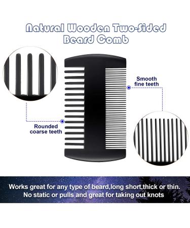 3-Piece Sandalwood Beard Comb Set with Faux Leather Case - Dual Action Teeth for Beards & Mustaches - Buy Online on GoSupps.com