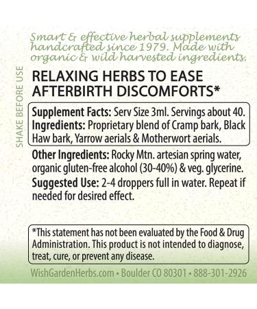 WishGarden Herbs AfterEase for Pregnancy - Organic Supplement for Afterbirth Contractions - After Birth Essentials with Cramp Bark and Black Haw (4 oz) - Buy Online on GoSupps.com