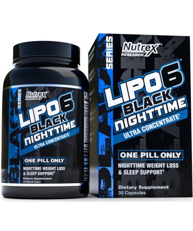Nutrex Lipo 6 Nighttime Fat Burner | Melatonin Sleep Aid & Weight Loss Diet Pills for Men and Women | Night Time Metabolism Booster Appetite Suppressant | 30 Servings