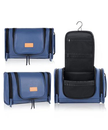 MIRASON Hanging Toiletry Bag for Men - Waterproof PVC Leather Dopp Kit with Metal Hook - Blue - Buy Online on GoSupps.com