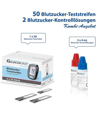 Glucofast Duo Test Strips - 50 Count with 2x4mL Control Solution | Fast International Shipping - Buy Online on GoSupps.com