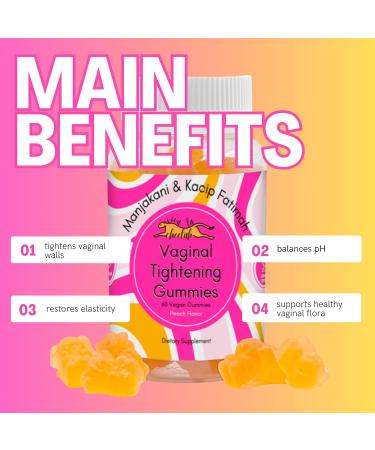 Vaginal Tightening Gummies - 2 Month Supply | V Tight | 60 Vegan Vitamins for Vaginal Health & pH Balance (Peach Flavor - Buy Online on GoSupps.com