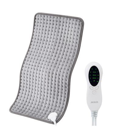 JKMAX Heating Pad for Back Pain Relief with Auto Shut-Off,10 Heat Settings, Grey Heating Pads for Cramps with LED Controller, Moist and Dry Heat Therapy for Neck, Shoulder, Machine-Washable,12" x 24" Grey 12x24 Inch