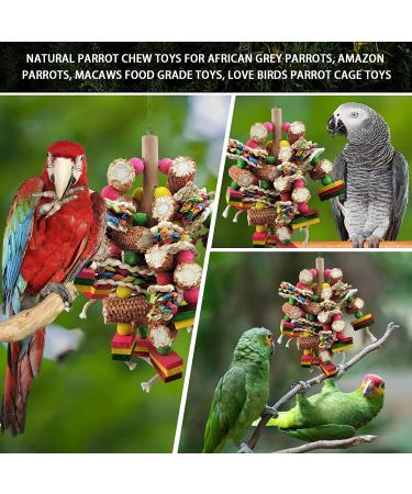 Natural Multi-Colored Wooden Parrot Toys for African Gray, Amazon Parrots & Medium-Sized Macaws: Chewing & Beak Exercise - Buy Online on GoSupps.com