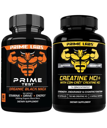 Prime Labs Organic Black Maca Capsules (60 ct) + Creatine HCl Capsules (60 ct)