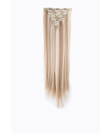 SWACC Women 22 Straight Full Head 7 Pieces Synthetic Hair Extensions - Dark Honey BlondeBleach Blonde Highlights - Buy Online on GoSupps.com