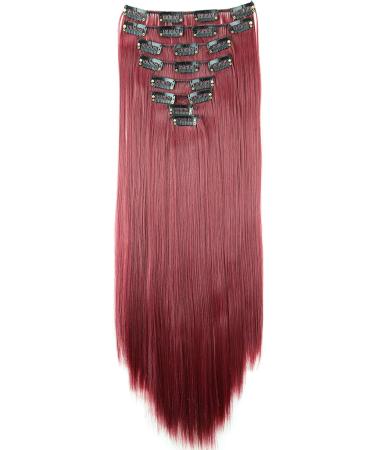 CAISHA by PRETTYSHOP XXL 20 Clip In Hair Extensions Burgundy Red - Set of 8 Synthetic Fiber Pieces | Straight Hairpiece CES112 - Buy Online on GoSupps.com