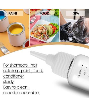 ASTER 6 Pack Hair Oil Applicator Bottle 2 Ounce Refillable Hair Dye Bottle Empty Plastic Oil Bottle for Hair with Ratio Graduated Scale Opossum Hair Oil Applicator with Twist Top Cap White - Buy Online on GoSupps.com