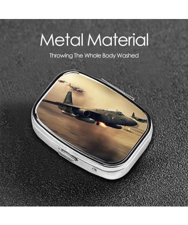 War Plane Printing Small Pill Case - Cute Travel Pill Organizer with 2 Compartments for Purse & Gifts - Buy Online on GoSupps.com