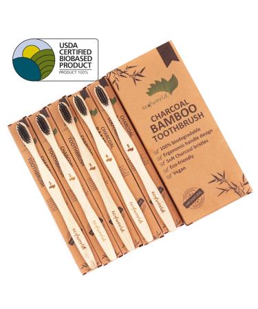 ECOFWORLD Soft Charcoal Bamboo Toothbrush - USDA Certified Organic, BPA Free, Biodegradable - 5 Pack - Buy Online on GoSupps.com