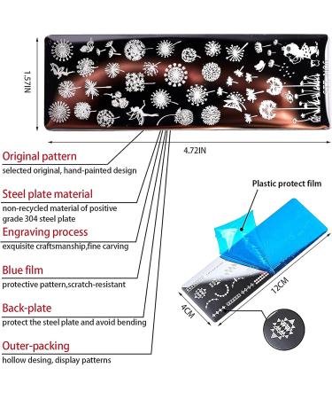 Nail Art Stamping Plates Set - Leaves, Dreamcatcher, Feather, Dandelion Image Templates - 4 Pcs - Buy Online on GoSupps.com