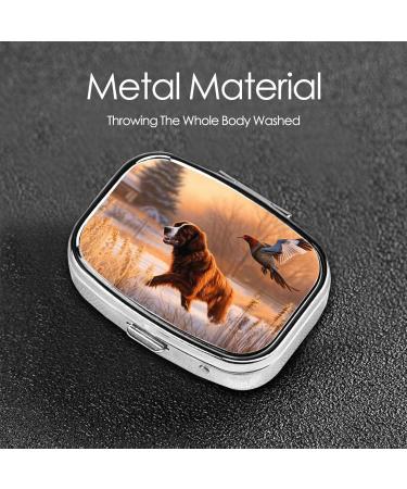 Portable Dog Catching Pheasant Printed Pill Box - Travel Medicine Organizer | International Shipping Available - Buy Online on GoSupps.com
