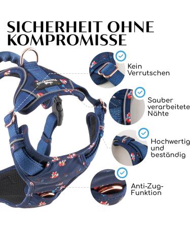Freudentier Breathable Dog Harness | Comfort Padded & Secure | Anti-Drawing for All Dog Sizes | Let s Get Foxy Collection - Buy Online on GoSupps.com