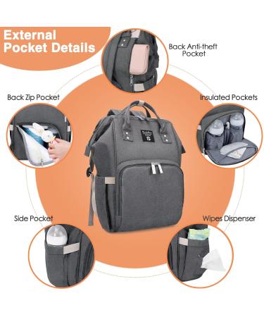 Stylish Pomelo Baby Diaper Backpack - Water-Repellent Large Capacity with Diaper Pad - Mineral Gray - Perfect for Parents on the Go - Buy Online on GoSupps.com