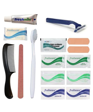 48 Kits -Wholesale Hygiene and Toiletry 15 Piece Kit for Homeless Travel and Charity