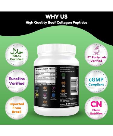 Halal & Grass Fed Collagen Peptides Powder 1 lb. 16oz Unflavored Hydrolyzed Collagen Peptides Powder Type I & Type III for Hair Skin Nails & Joints | Keto & Paleo Friendly | Sugar & Gluten Free - Buy Online on GoSupps.com