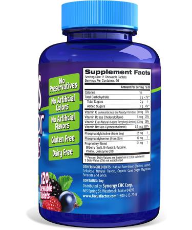 Focus Factor Kids Extra Strength Chewable Brain Health Vitamins - 120 Count, Gluten & Dairy Free for Children - No Artificial Sweetener - Buy Online on GoSupps.com