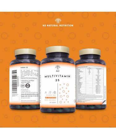 Multivitamins and minerals 200% of the daily dose vitamin complex magnesium vitamin C vitamin D Zinc B1 B6 B12 vitamins for fatigue 90 capsules. N2 Natural Nutrition EU - Buy Online on GoSupps.com