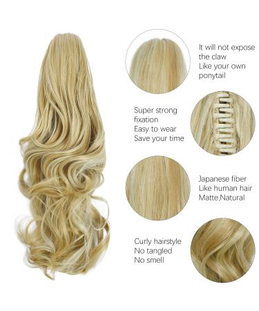 Parxitn 40cm Ponytail Extension - Clip-in Synthetic Claw Hair in Dark Blonde & Bleaching Blonde - 16 Inch Braid - Buy Online on GoSupps.com