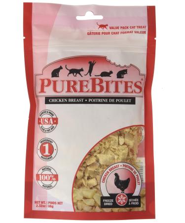 PureBites Freeze Dried Chicken Breast Cat Treats, Made in USA 2.3 Ounce (Pack of 1)