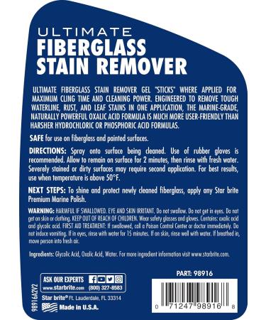 Ultimate Fiberglass Stain Remover - Marine Grade Rust & Waterline Stains Cleaner - STAR BRITE 16 Oz Gel Spray for Boats & More - Buy Online on GoSupps.com