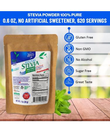 100% Pure Stevia Powder Extract Leaf 1 Oz - 1049 Servings | Zero Calorie & Keto Friendly - Buy Online on GoSupps.com