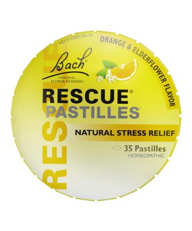 Bach Original Flower Remedies Rescue Pastilles Natural Stress Relief Orange & Elderflower 35 Pastilles 1.7 oz (50 g)